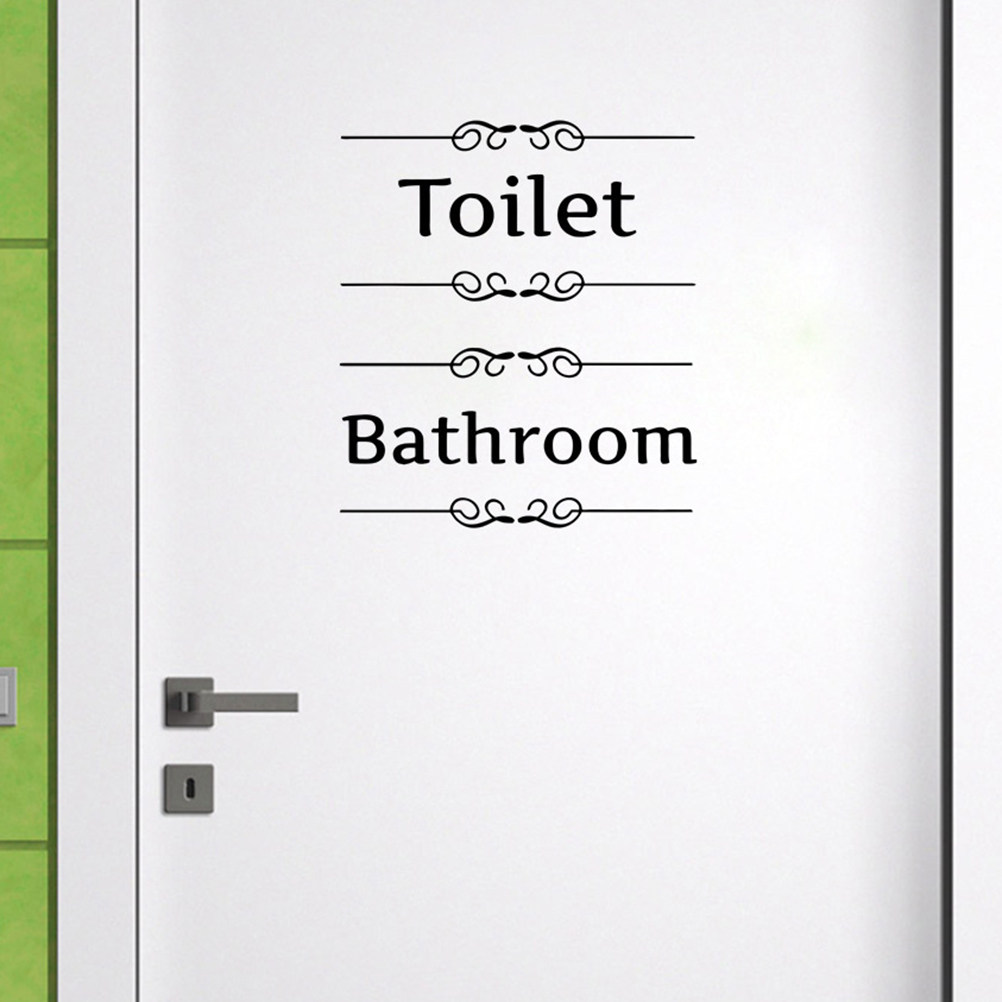 Home Bathroom Door Signs - 4Pcs Bathroom Wall Stickers Toilet Door