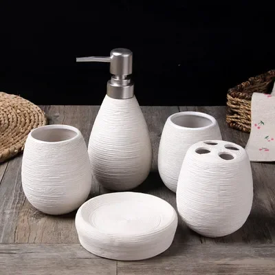 Zara Home Bathroom Set - Ceramic Bathroom Supplies, Lotion Bottle, Toothbrush