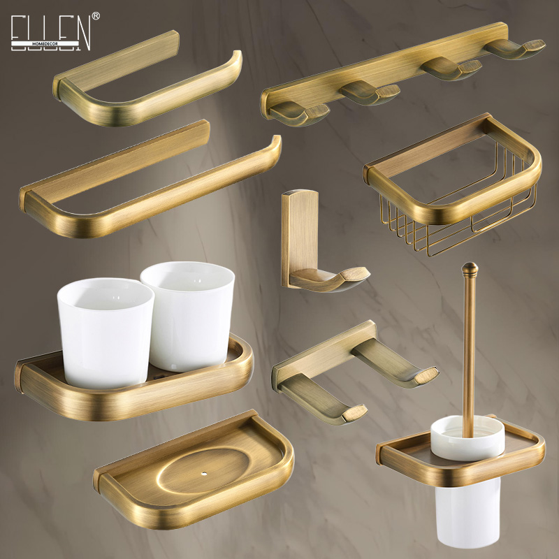 Zara Home Bathroom Set - Antique brass plated wall mounted towel