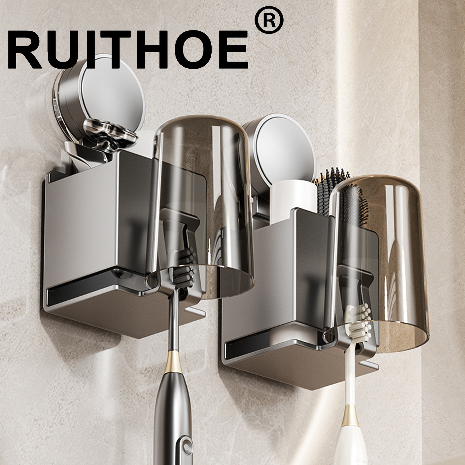Toothbrush Holder Set - Metal Toothbrush Rack Multi-Function Toothbrush Holder