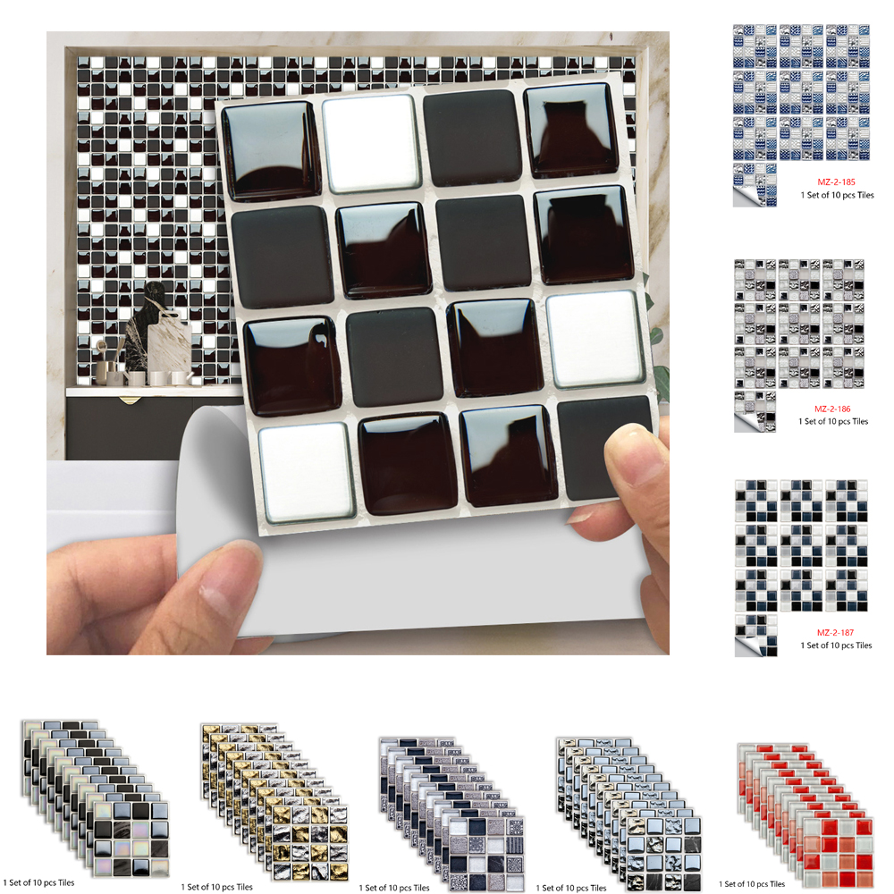 Home Bathroom Floor Tiles - Black & White Marble Mosaic Tile