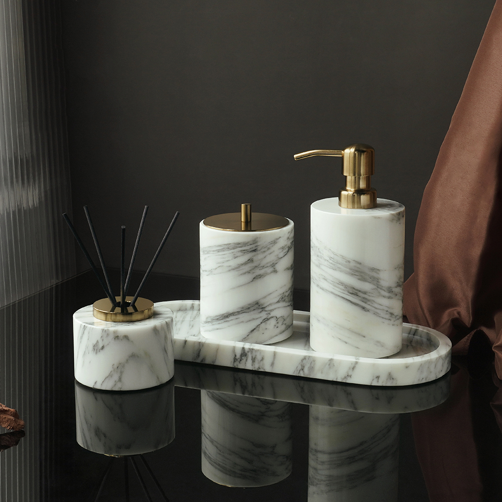 Zara Home Bathroom Set - White Arabescato Natural Marble Bathroom Set