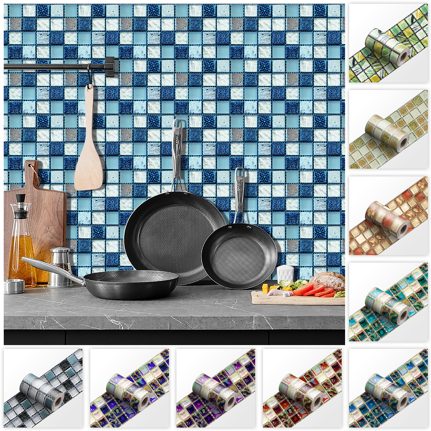 Home Bathroom Floor Tiles - 24 Styles 2D Mosaic Tiles Wall