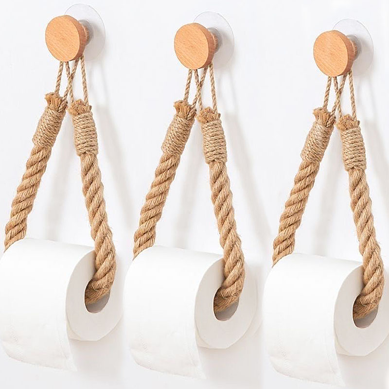 Home Bathroom Paper Towels - 4/1pcs Nail-free Wooden Hook Paper Towel