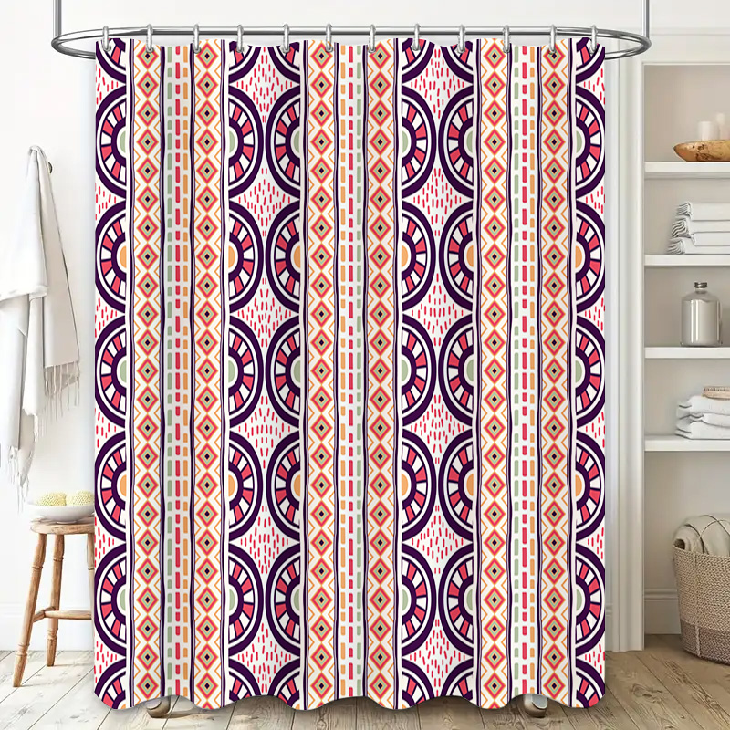 Patterned Shower Curtain Decor - Home Bathroom Reno ulasan dan harga