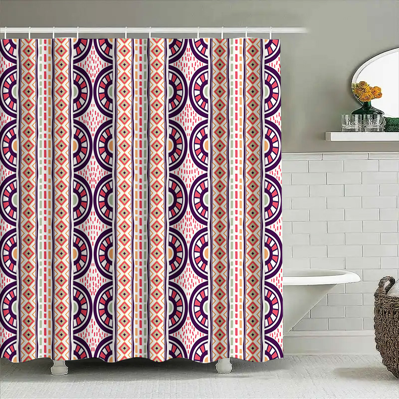 Patterned Shower Curtain Decor - Home Bathroom Reno ulasan dan harga