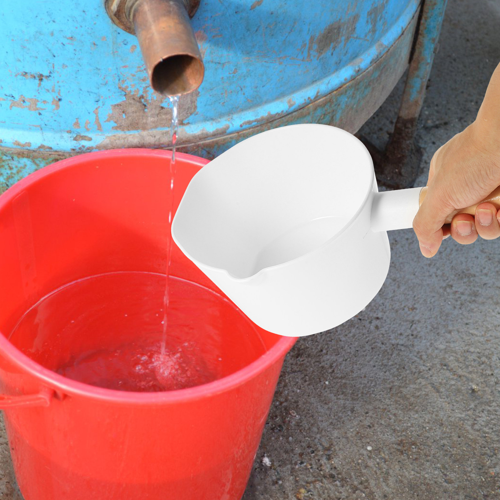 Wooden Long Handle Water Scoop - Home Bathroom Tub ulasan dan harga