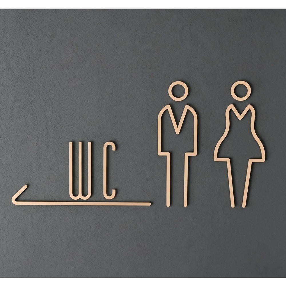 Brass Restroom Door Sign, Gold - Home Bathroom Door Signs ulasan dan harga