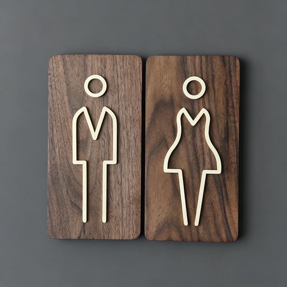 Brass Restroom Door Sign, Gold - Home Bathroom Door Signs ulasan dan harga