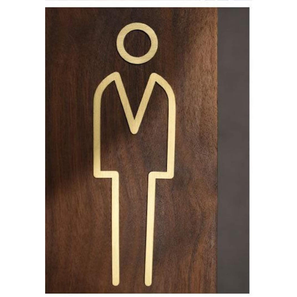 Brass Restroom Door Sign, Gold - Home Bathroom Door Signs ulasan dan harga