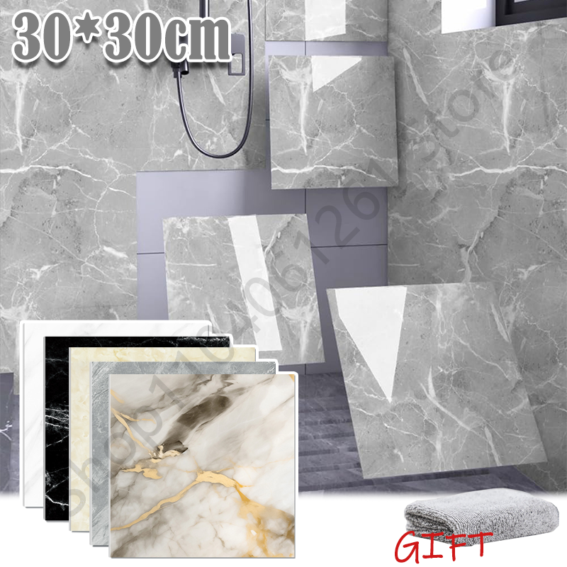 10-50Pcs PVC Marble Wall Stick - Home Bathroom Floor Tiles ulasan dan harga