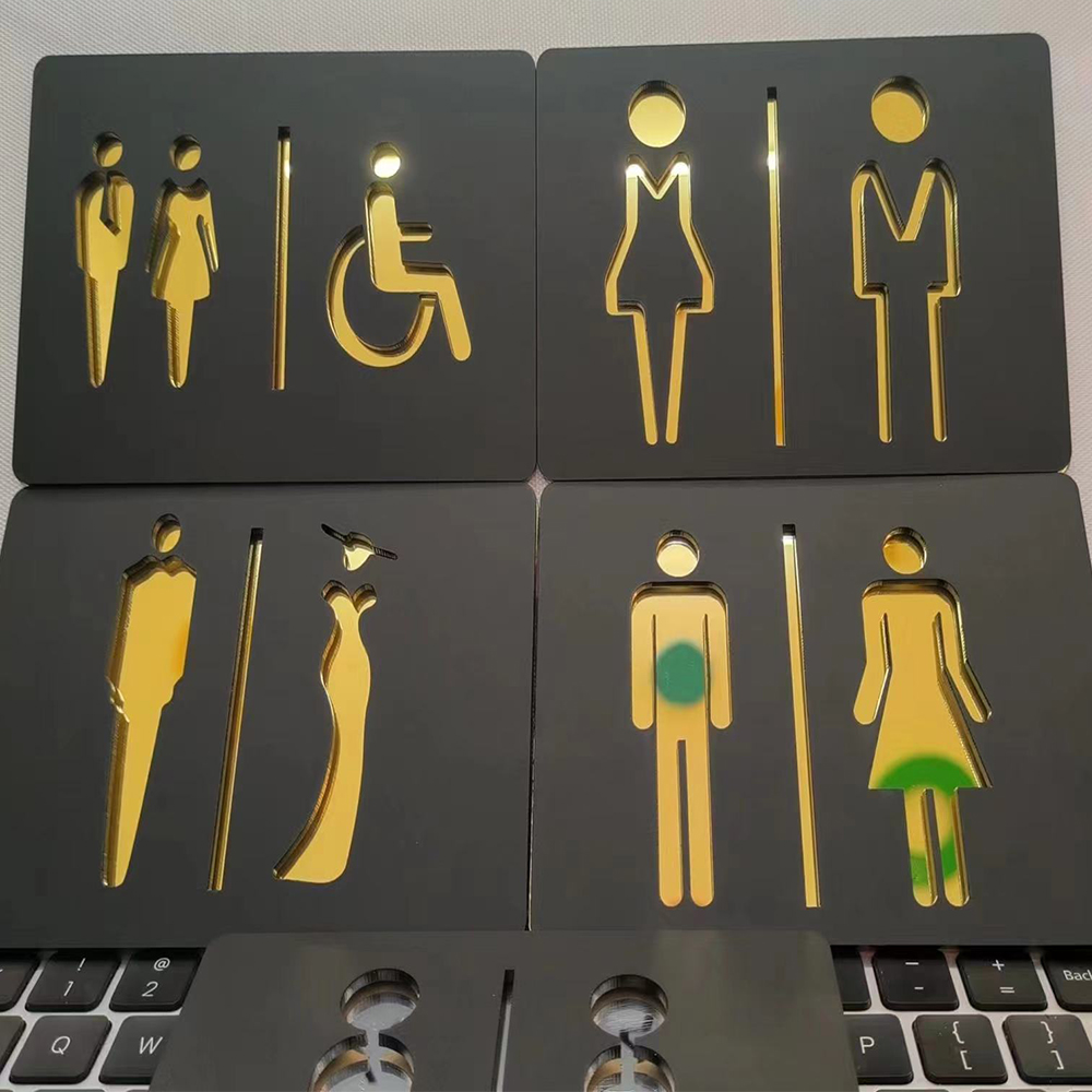 Matte Black Gold Toilet Sign P - Home Bathroom Door Signs ulasan dan harga