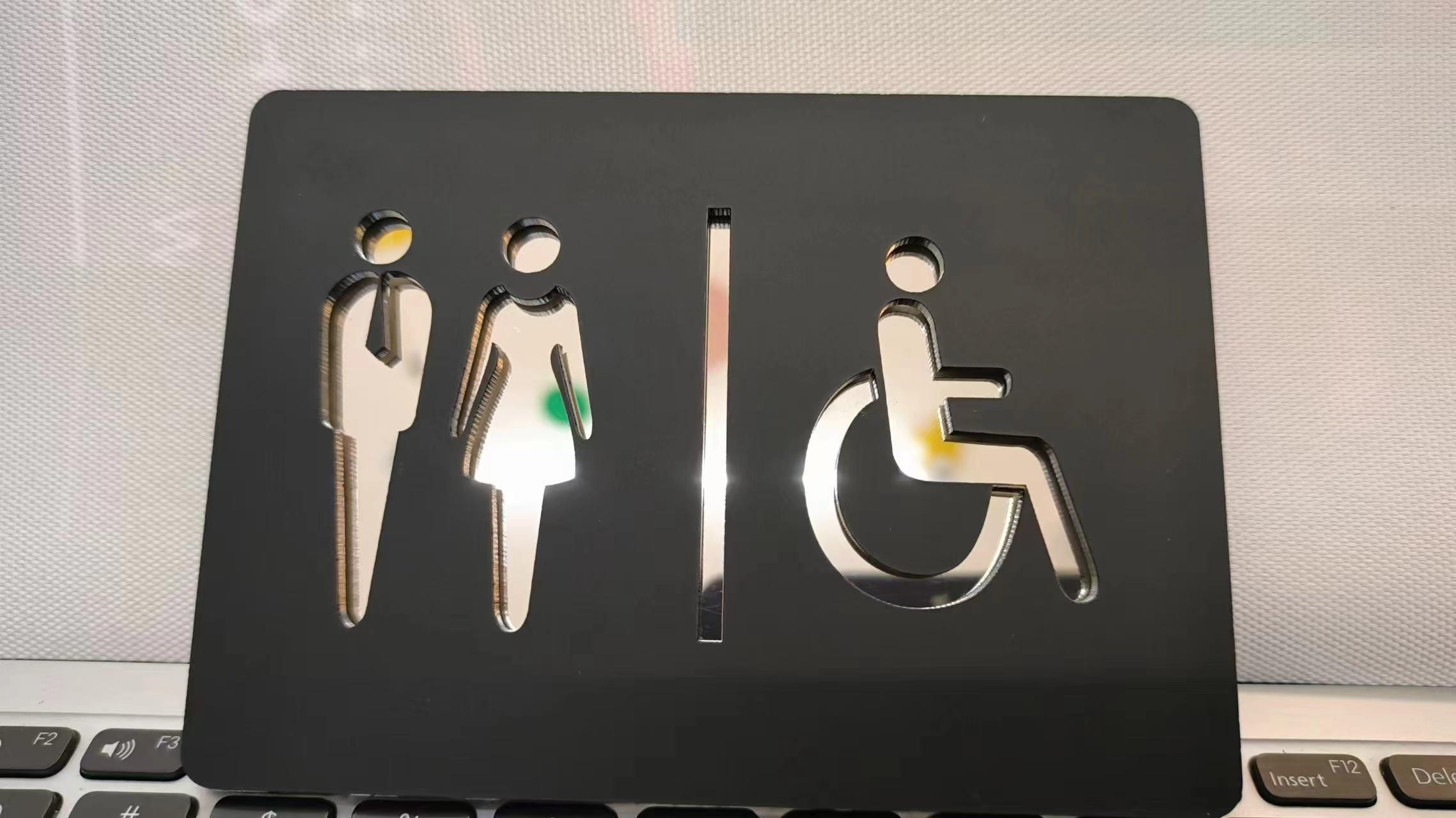 Matte Black Gold Toilet Sign P - Home Bathroom Door Signs ulasan dan harga