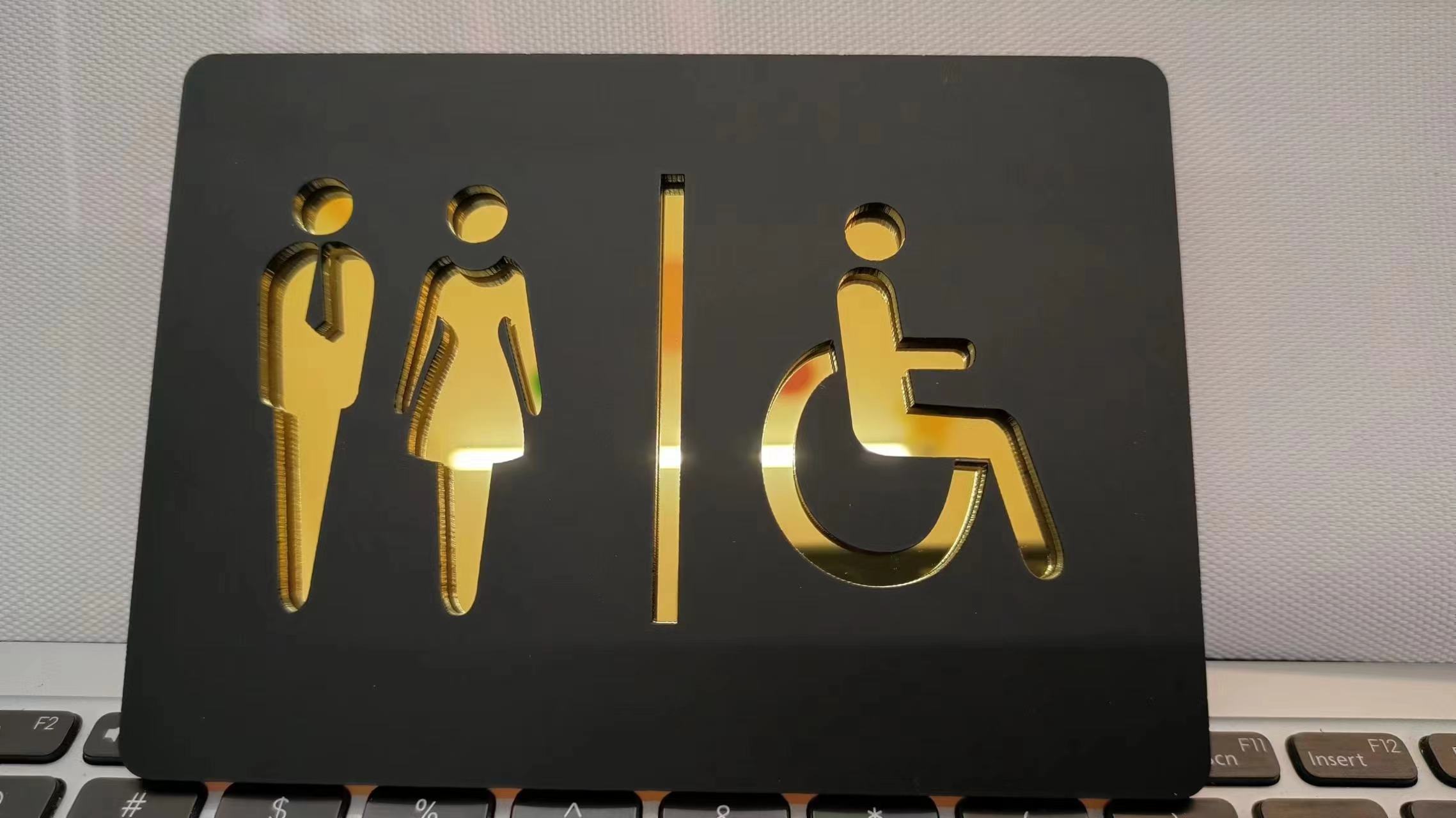 Matte Black Gold Toilet Sign P - Home Bathroom Door Signs ulasan dan harga