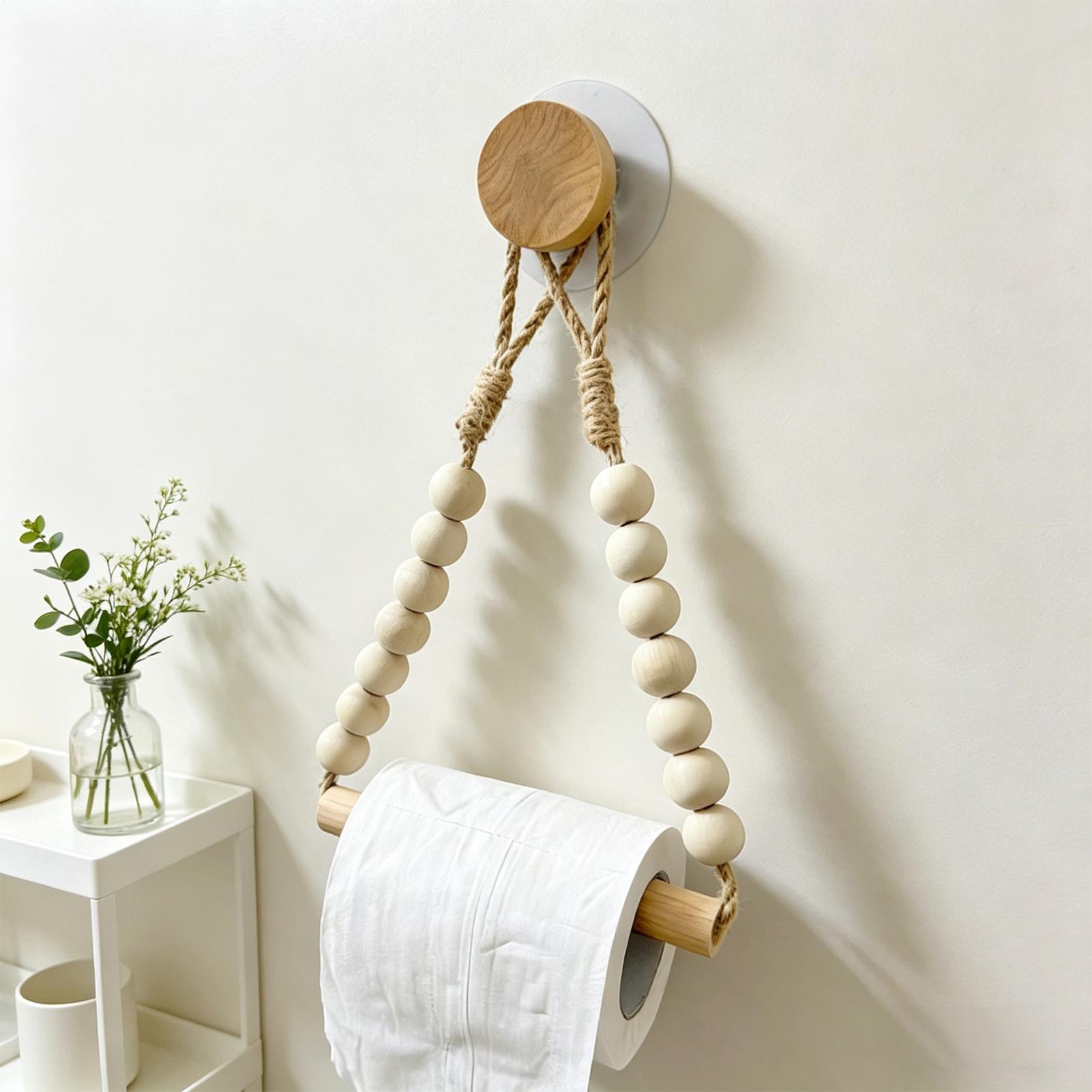 Toilet Paper Holder Wood Bead  - Home Bathroom Paper Towels ulasan dan harga
