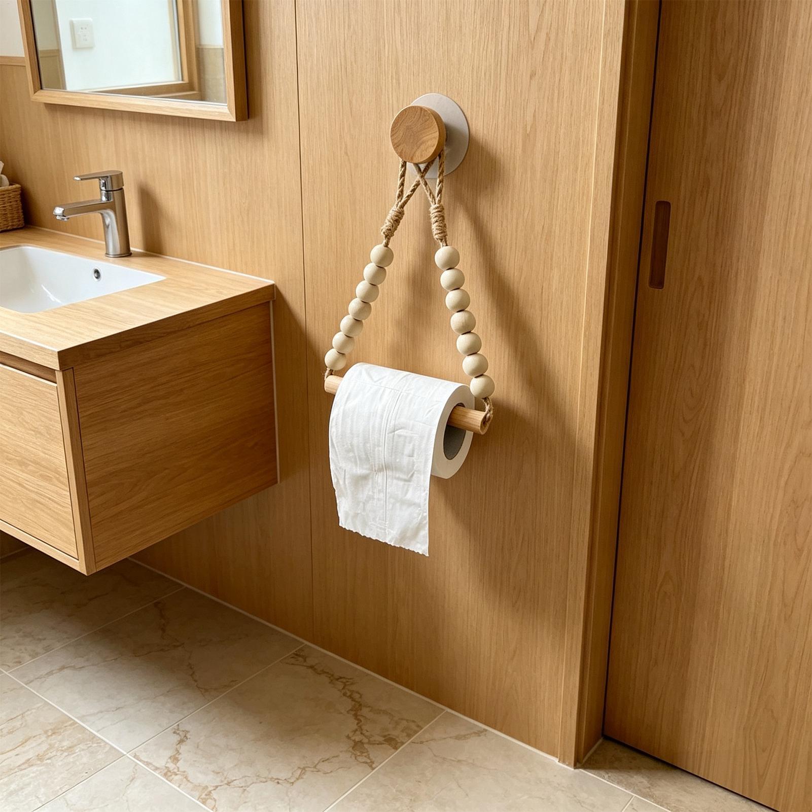 Toilet Paper Holder Wood Bead  - Home Bathroom Paper Towels ulasan dan harga