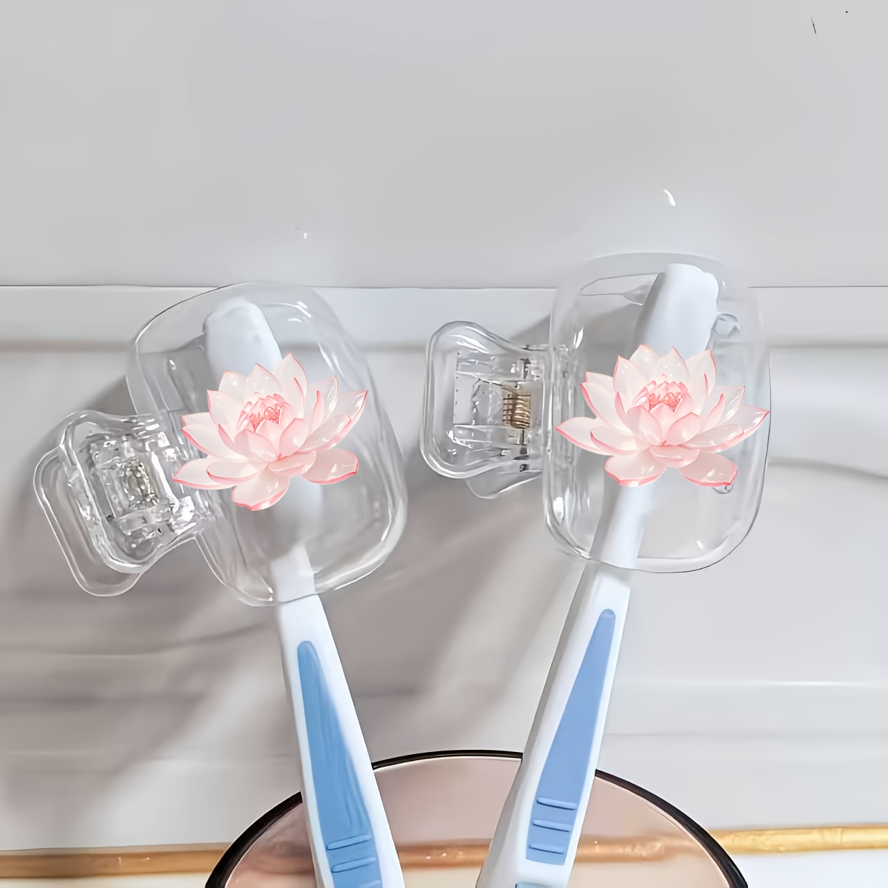 Beautiful Lotus 2pcs Toothbrus - Toothbrush Holder Set ulasan dan harga
