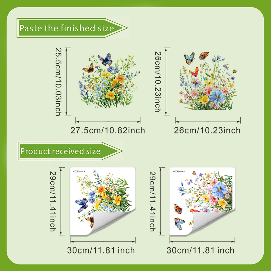 2PCS Fresh Flower & Butterfly  - Home Bathroom Floor Tiles ulasan dan harga