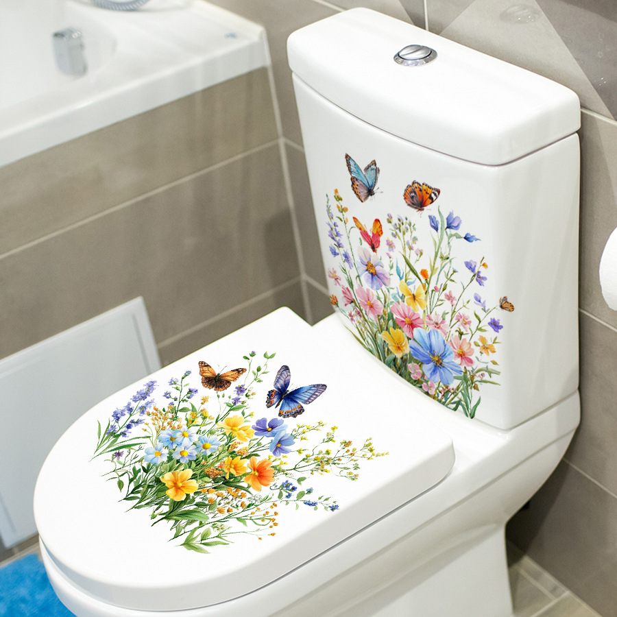 2PCS Fresh Flower & Butterfly  - Home Bathroom Floor Tiles ulasan dan harga