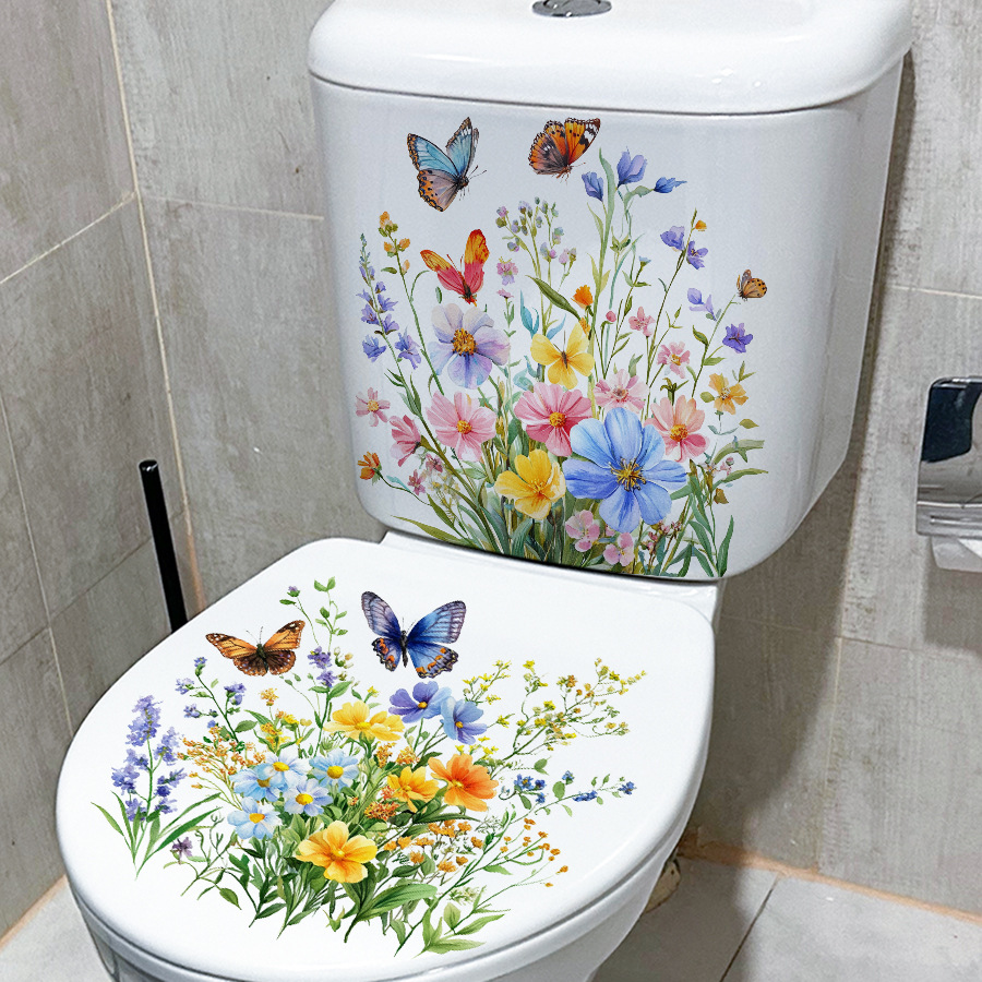 2PCS Fresh Flower & Butterfly  - Home Bathroom Floor Tiles ulasan dan harga