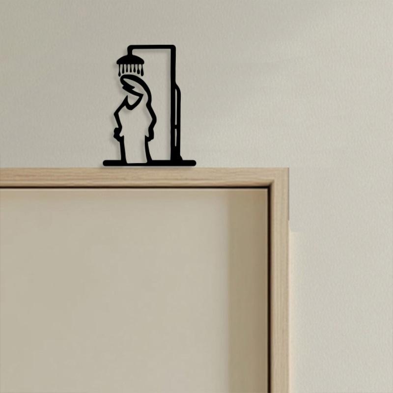 1PCS Minimalist Line Metal Bat - Home Bathroom Door Signs ulasan dan harga