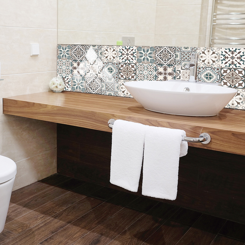 10pcs/set Grey Tile Pattern Ti - Home Bathroom Floor Tiles ulasan dan harga