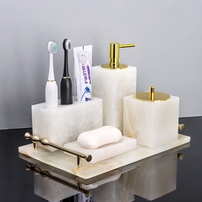 White Onyx Natural Marble Set  - Zara Home Bathroom Set ulasan dan harga