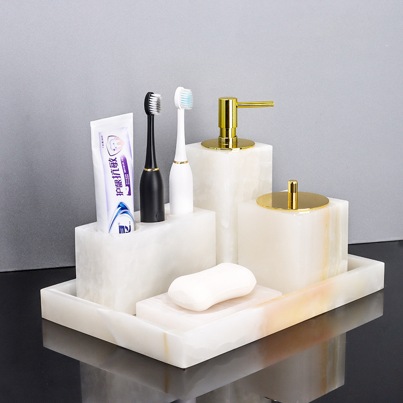 White Onyx Natural Marble Set  - Zara Home Bathroom Set ulasan dan harga