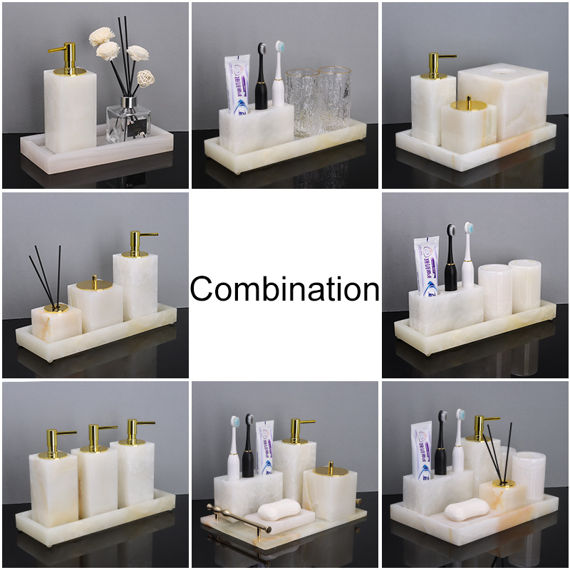 White Onyx Natural Marble Set  - Zara Home Bathroom Set ulasan dan harga