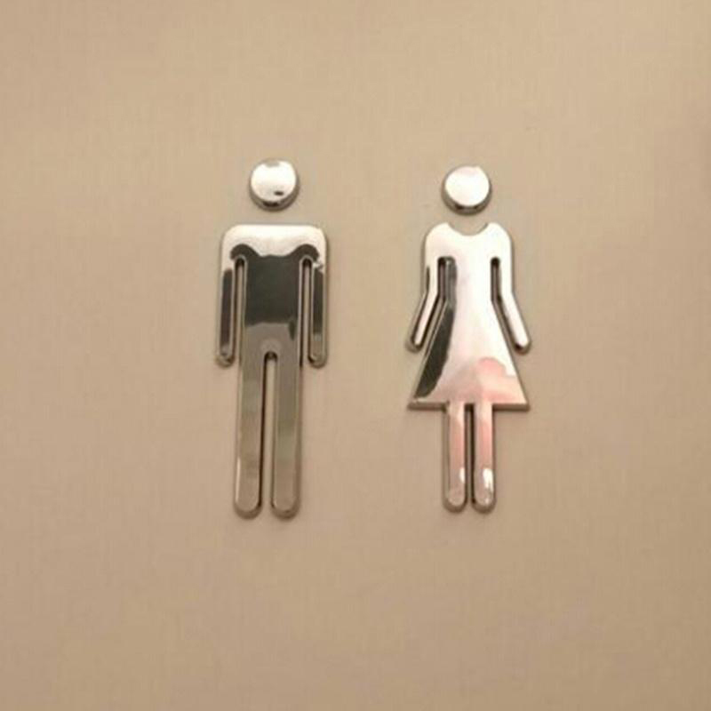 3D Acrylic Mirror Toilet Door  - Home Bathroom Door Signs ulasan dan harga