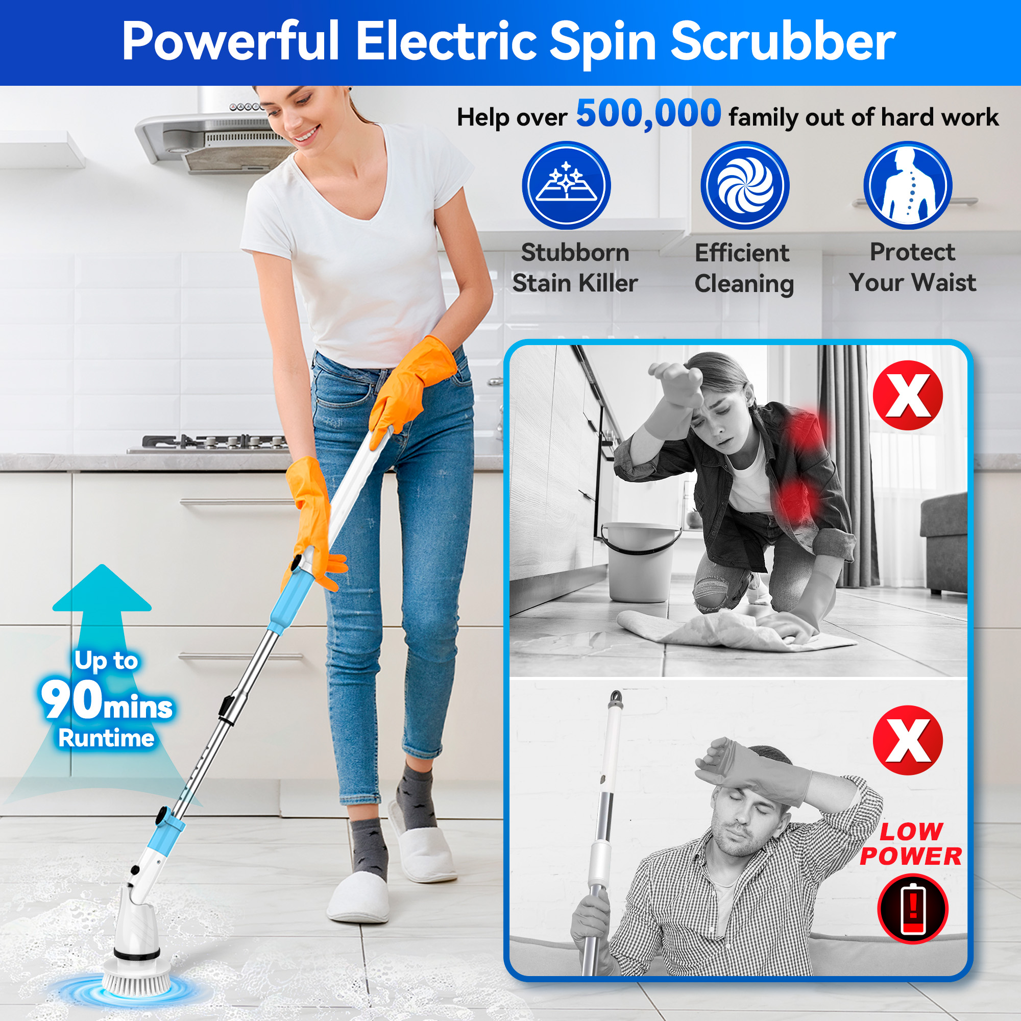 450RPM Electric Spin Scrubber  - Home Bathroom Cleaning Machine ulasan dan harga