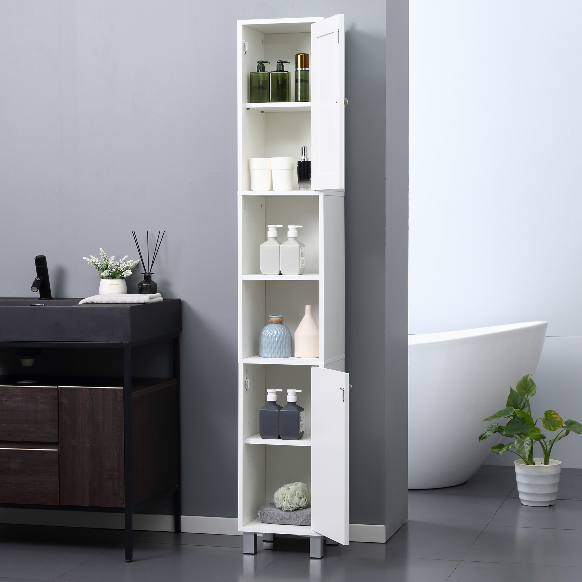 Kleankin Tall Bathroom Storage - Home Theater Bathroom ulasan dan harga