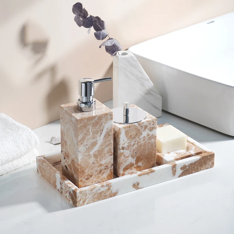 Coral Pink Natural Marble Set  - Zara Home Bathroom Set ulasan dan harga