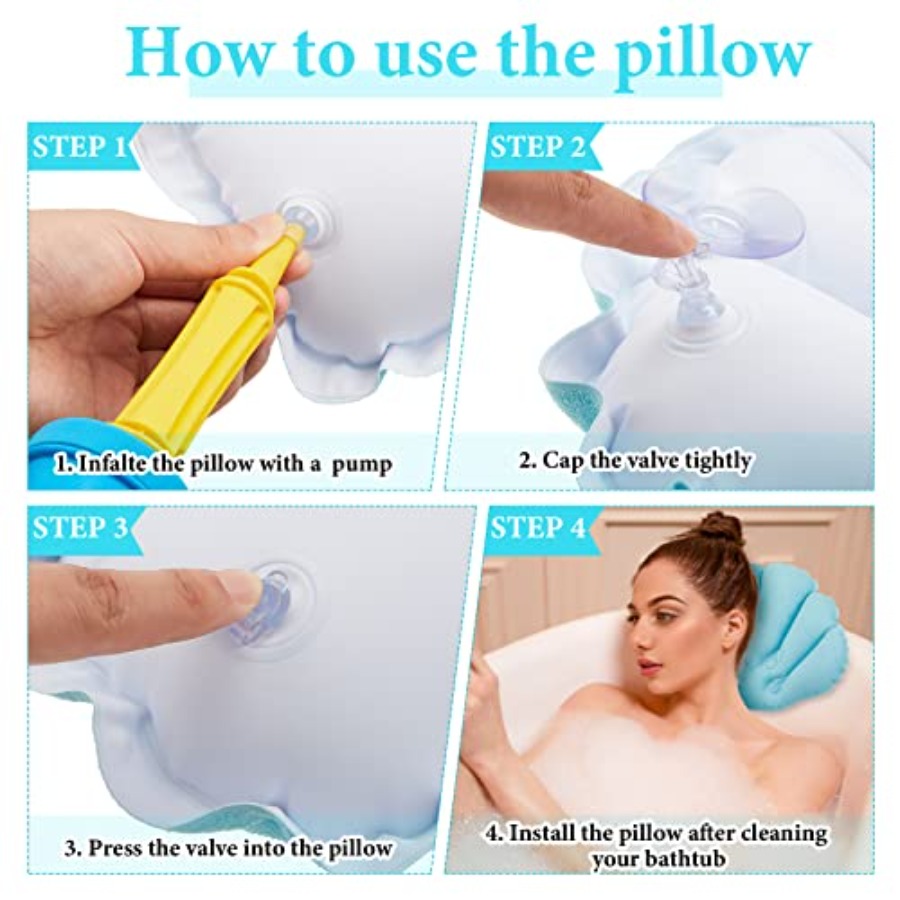 2 Pcs Inflatable Bath Pillow w - Bathtub Pillow Inflatable ulasan dan harga
