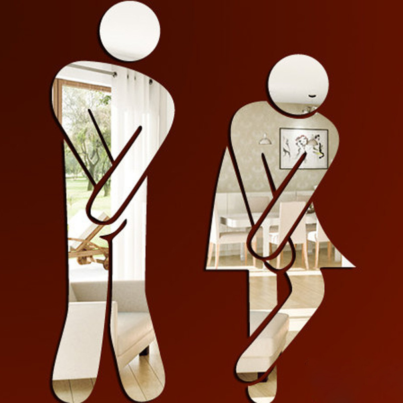 3D Acrylic Mirror Toilet Door  - Home Bathroom Door Signs ulasan dan harga