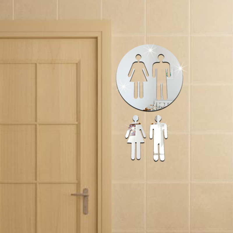 3D Acrylic Mirror Toilet Door  - Home Bathroom Door Signs ulasan dan harga