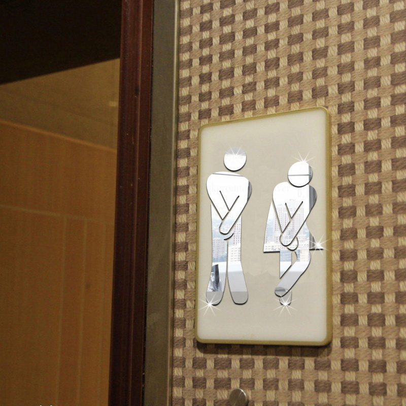 3D Acrylic Mirror Toilet Door  - Home Bathroom Door Signs ulasan dan harga