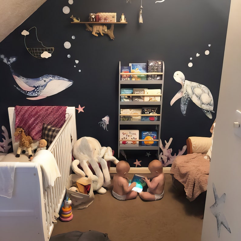 Watercolor Sea Life Ocean Wall - Home Bathroom Floor Tiles ulasan dan harga