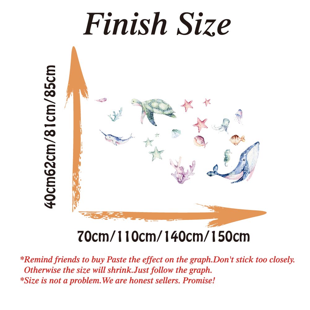 Watercolor Sea Life Ocean Wall - Home Bathroom Floor Tiles ulasan dan harga