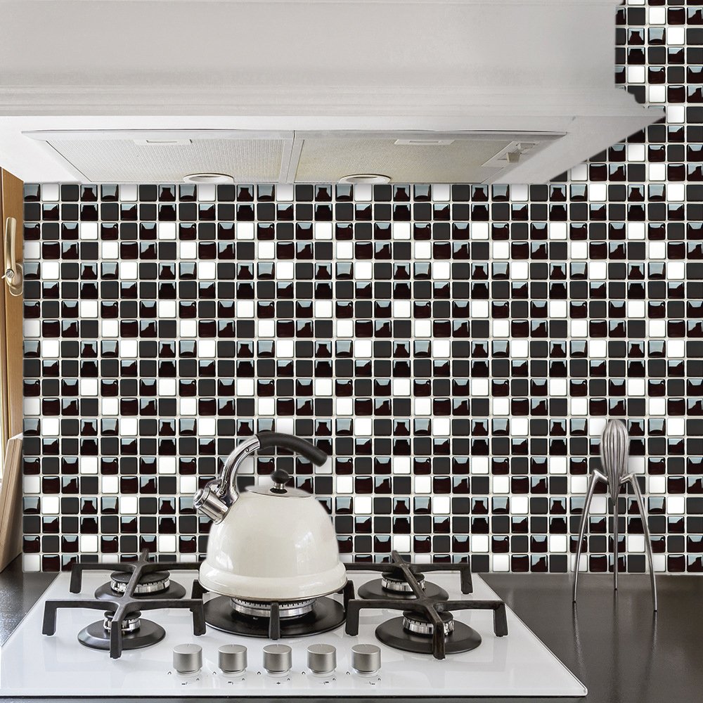 Black & White Marble Mosaic Ti - Home Bathroom Floor Tiles ulasan dan harga