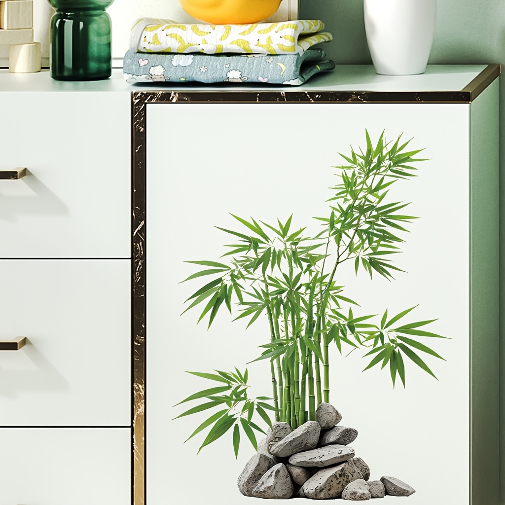 Watercolor Green Bamboo Leaf P - Home Bathroom Floor Tiles ulasan dan harga