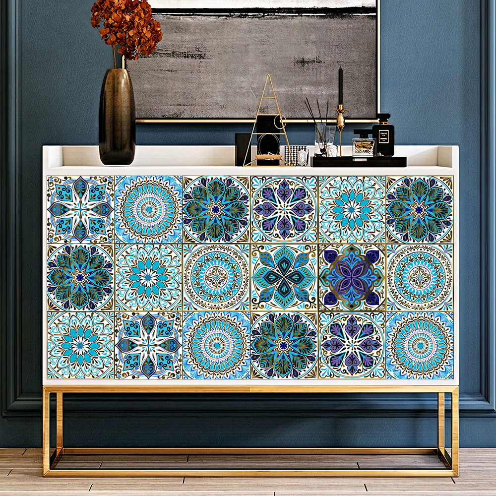 10pcs/set Mandala Style Crysta - Home Bathroom Floor Tiles ulasan dan harga
