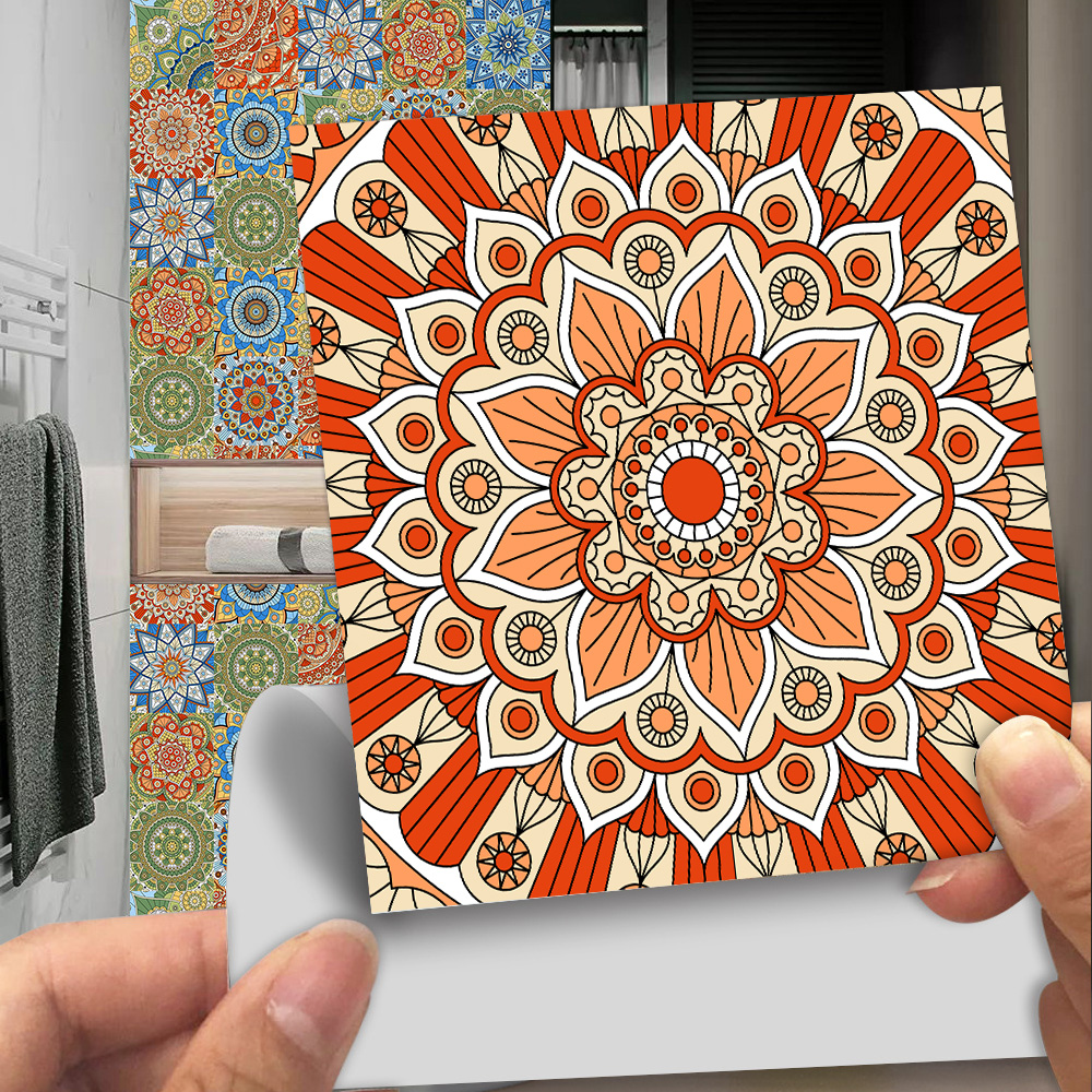 10pcs/set Mandala Style Crysta - Home Bathroom Floor Tiles ulasan dan harga