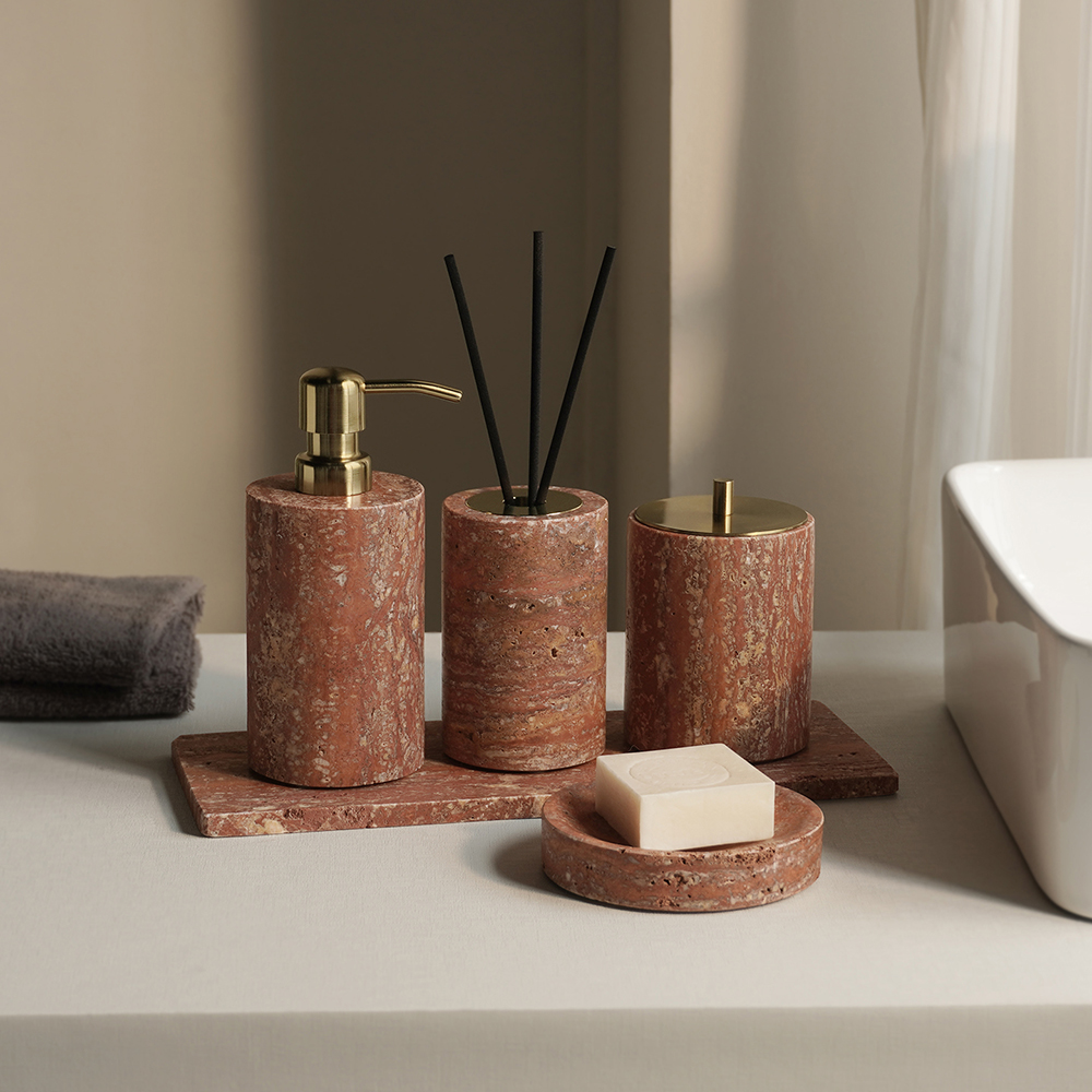 Red Travertine Bathroom Set Vi - Zara Home Bathroom Set ulasan dan harga