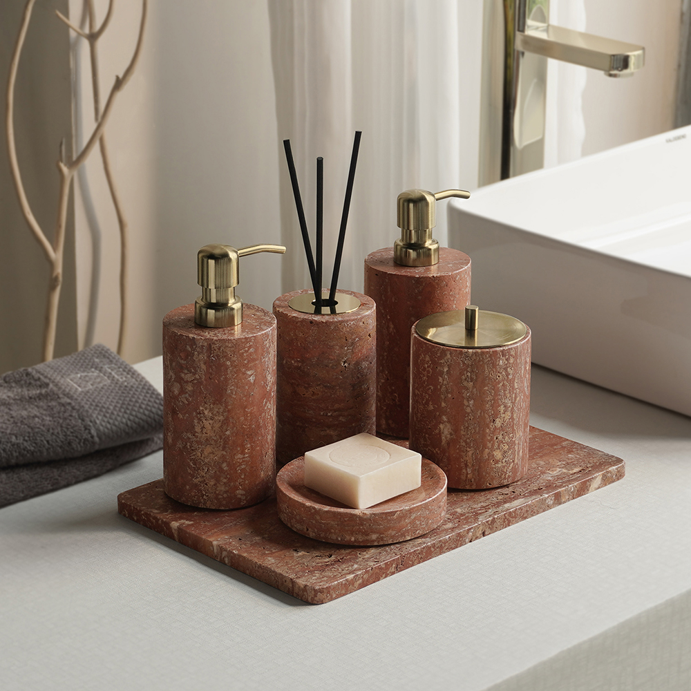 Red Travertine Bathroom Set Vi - Zara Home Bathroom Set ulasan dan harga