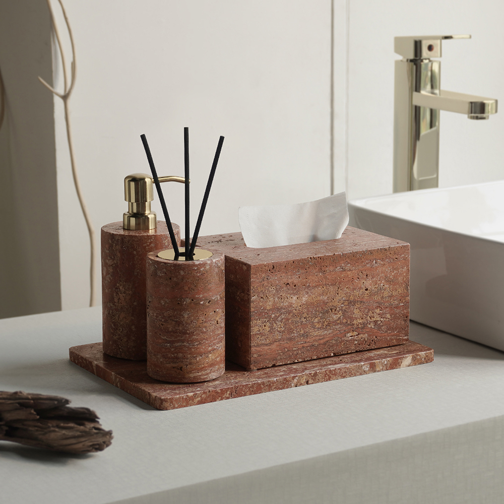 Red Travertine Bathroom Set Vi - Zara Home Bathroom Set ulasan dan harga