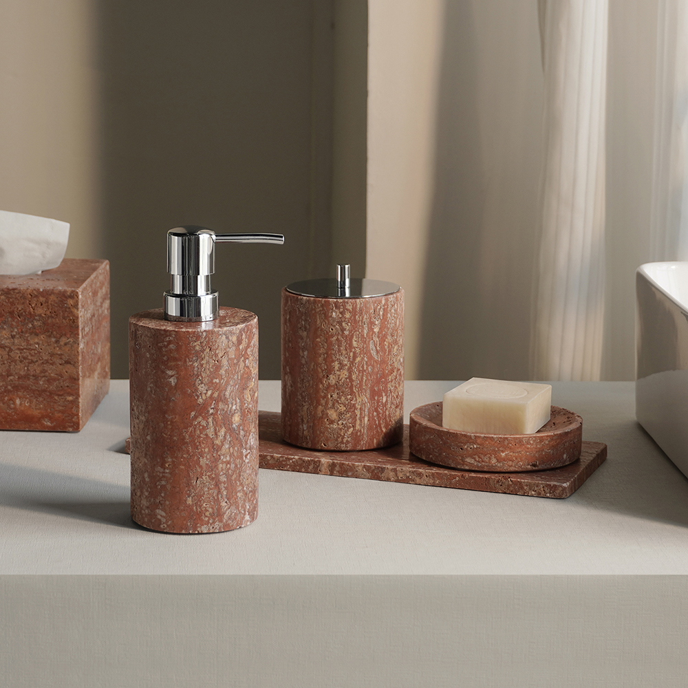 Red Travertine Bathroom Set Vi - Zara Home Bathroom Set ulasan dan harga