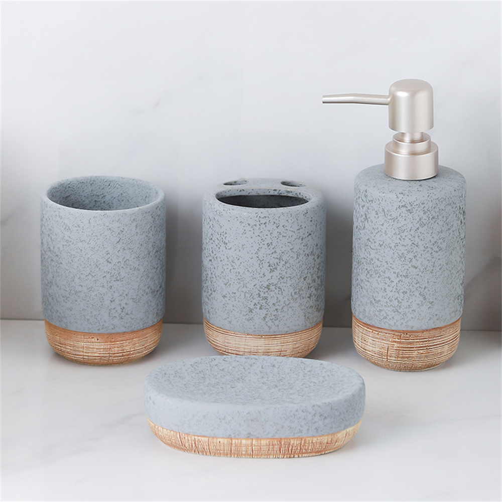 4PCS Brown Base Ceramic Bathro - Zara Home Bathroom Set ulasan dan harga