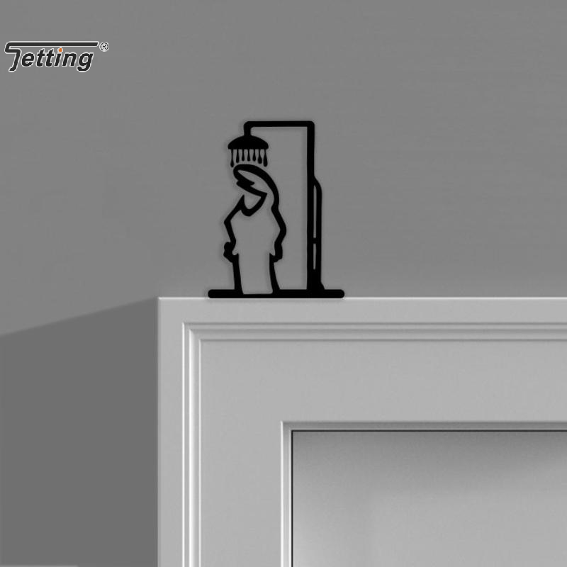 Black Shower Figure Wall Decor - Home Bathroom Door Signs ulasan dan harga