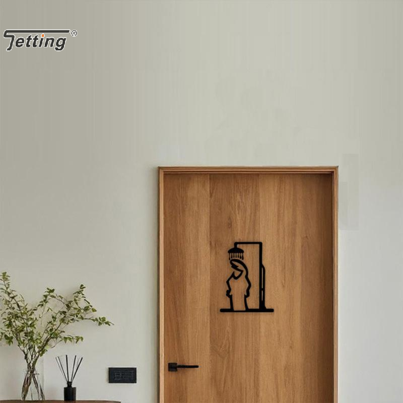 Black Shower Figure Wall Decor - Home Bathroom Door Signs ulasan dan harga